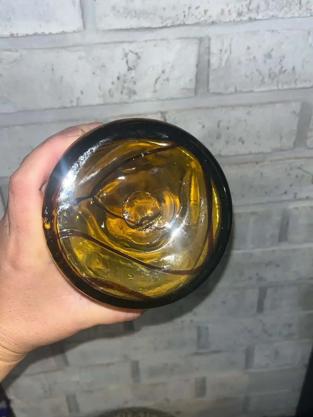 Vintage Hand Blown Art Glass Amber and Brown Swirl Tube Vase Set